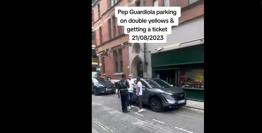 Guardiola sanzionato dal vigile, parte il siparietto della foto: ecco il video curioso